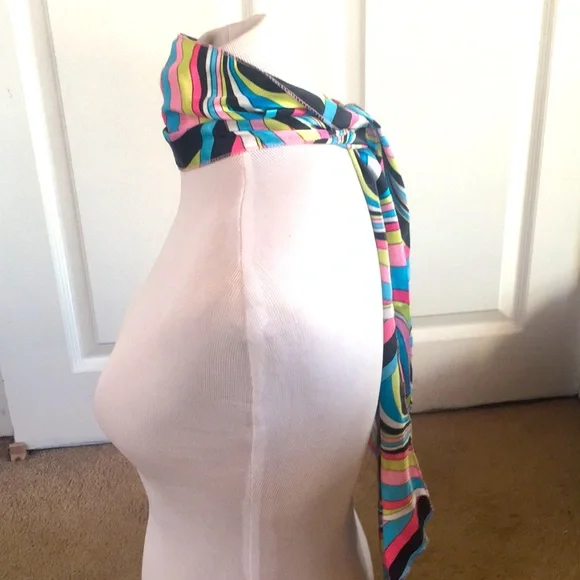 Pretty Multi Color Geometric Hair Scarf - Picture 1 of 3